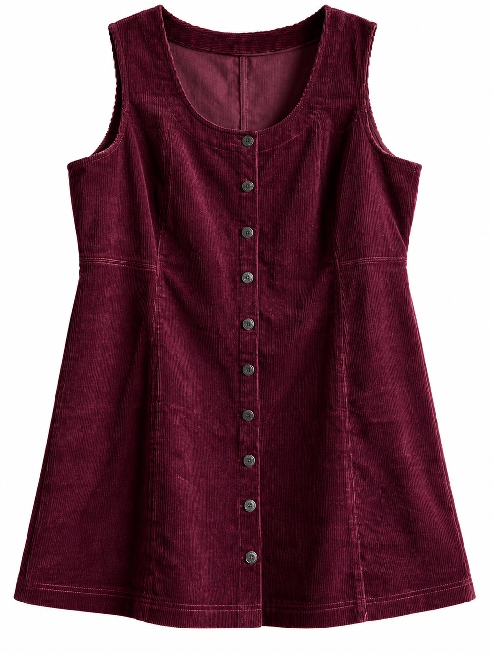 GAP Size 20 Burgundy Corduroy Button Front Mini Dress Sleeveless Cotton Blend